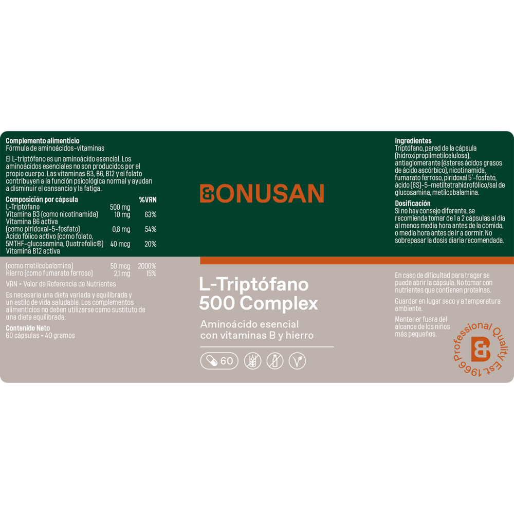 L-Triptofano 500 mg plus