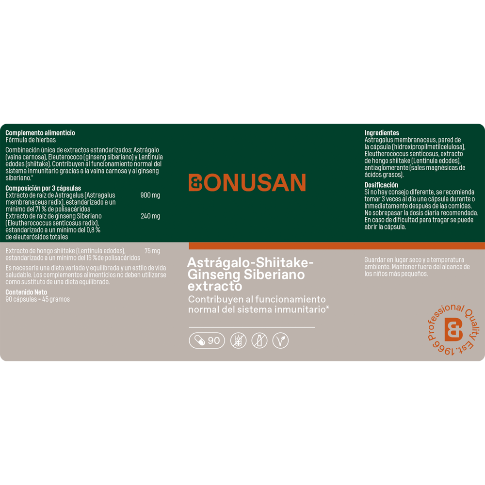 Astrágalo-Shiitake-Ginseng Siberiano extracto